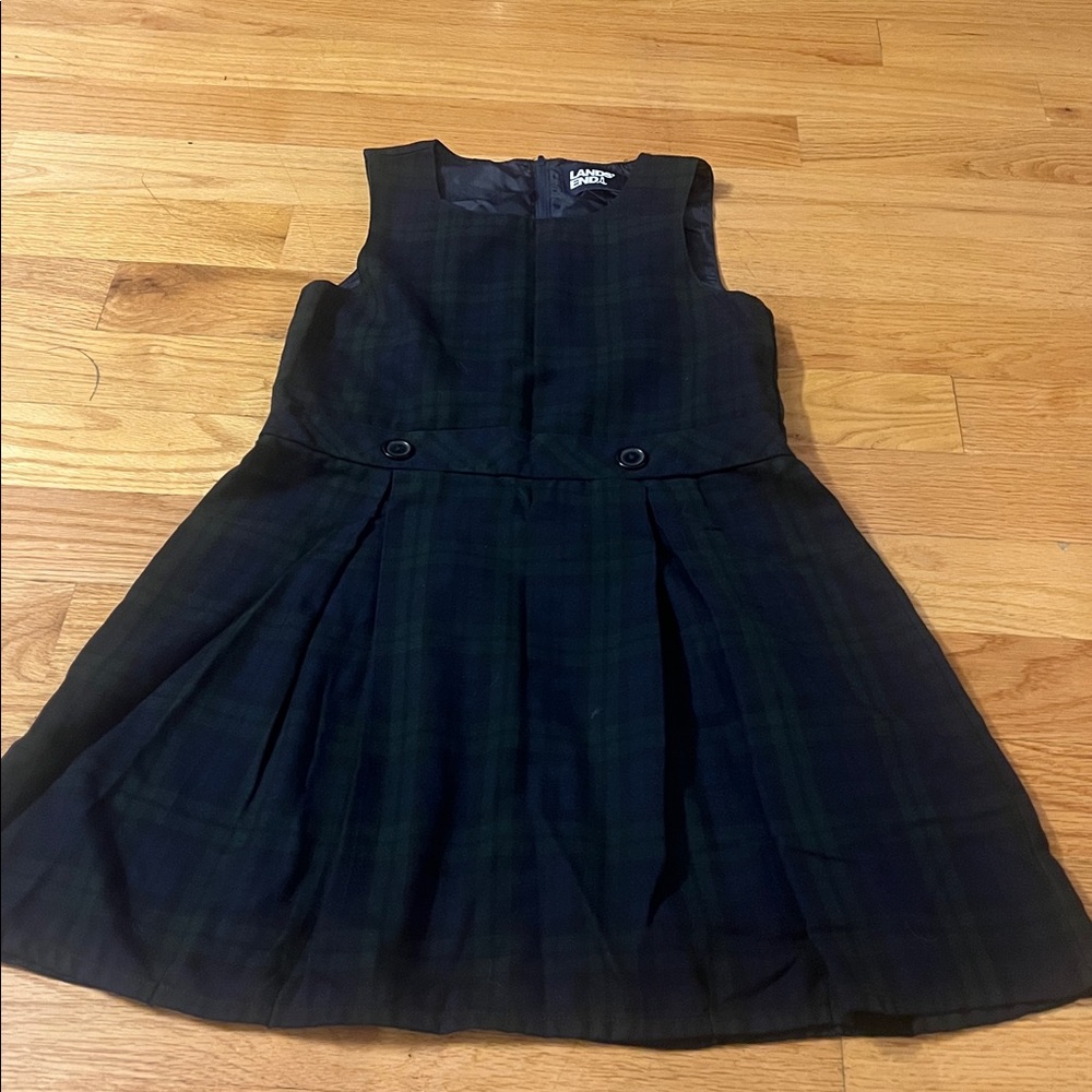 Lands' End Classic Navy and Evergreen Plaid Jumper